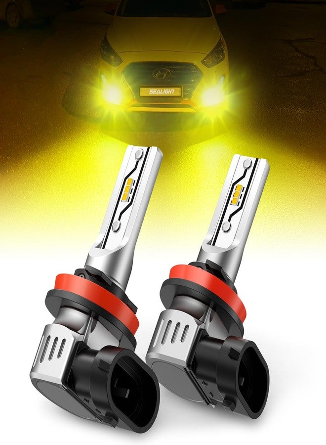 SEALIGHT H11 LED Fog Light Bulbs Yellow, 600% Brightness 12000LM H8 H9 H16 Fog lamp Lights or Daytime Running Lamp, 3000K Golden Yellow, Pack of 2 - Image 1